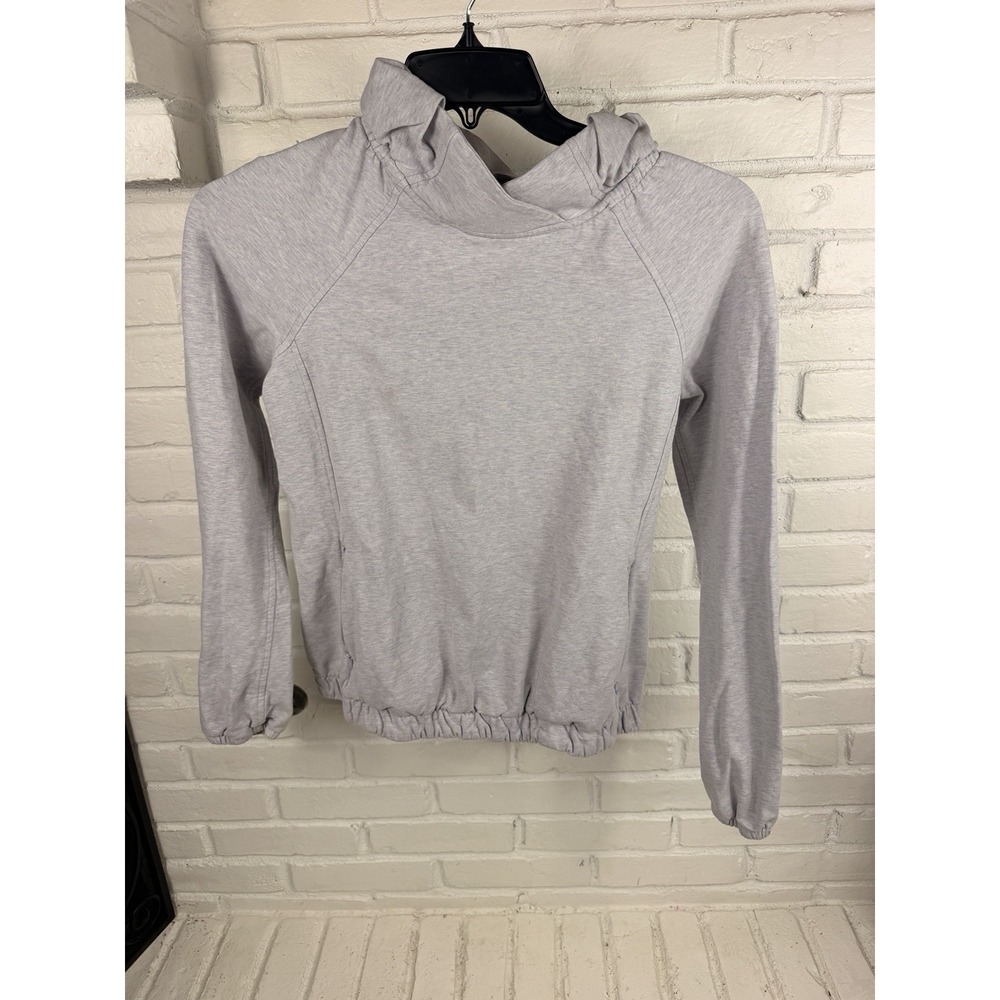 Lululemon After All Pullover Size 4 Gray Cowl Neck Hoodie Zip Pocket